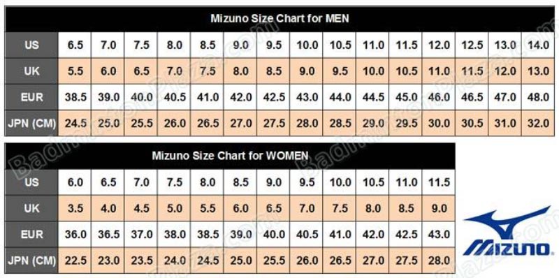 mizuno volleyball size chart