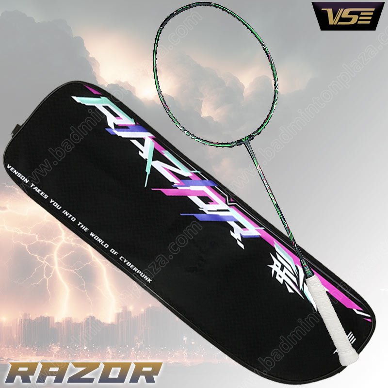 VS Badminton Racket RAZOR 7040 SUPERELASTIC Green Free! String+Grip (RAZOR-G)